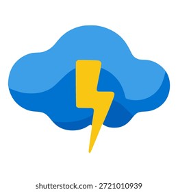 Diseño de Plantilla de Ilustración vectorial de color plano de icono de nube y tormenta eléctrica