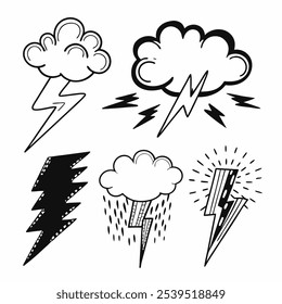 Nuvem e símbolo de raio. Sinal de tempestade. Ícone de tempo de tempestade 