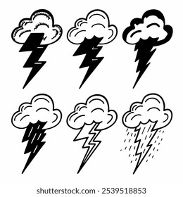 Nuvem e símbolo de raio. Sinal de tempestade. Ícone de tempo de tempestade 