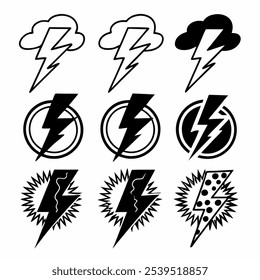 Nuvem e símbolo de raio. Sinal de tempestade. Ícone de tempo de tempestade 