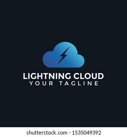 Cloud and Lightning Thunder Electric Power Logo Design Template