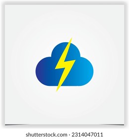 Cloud and lightning thunder electric power logo premium elegant template vector eps 10