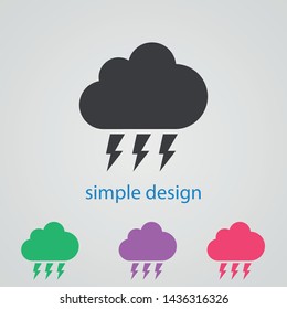 A  cloud and a lightning vector icon . An illustration of the wheather. A symbol of a storm .