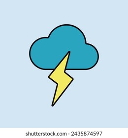 Cloud with lightning vector icon. Meteorology sign. Graph symbol for travel, tourism and weather web site and apps design, logo, app, UI
