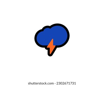 Cloud with Lightning vector icon on a white background. Thunderbolt, thunderstorm emoji illustration. Weather icon. Isolated thunderbolt, thunderstorm vector emoticon