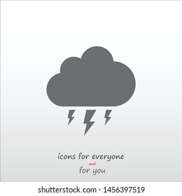 A cloud with a lightning vector icon. A symbol of a storm . A sign of the wheather.