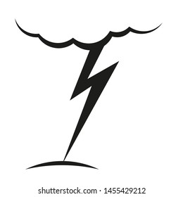 A cloud with a lightning vector icon. A weather sign. A storm symbol.