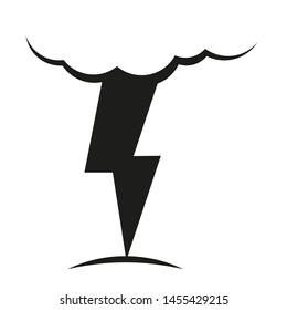 A cloud with a lightning vector icon. A weather sign. A storm symbol.