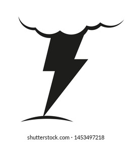 A cloud with a lightning vector icon.A sign of the wheather. A symbol of a storm .