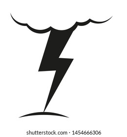 A cloud with a lightning vector icon.A sign of the wheather. A symbol of a storm .