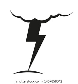 A cloud with a lightning vector icon.A sign of the wheather. A symbol of a storm .