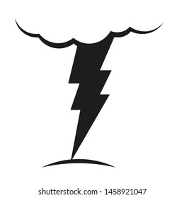 A cloud with a lightning vector icon.A sign of the wheather. A symbol of a storm .