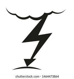 A cloud with a lightning vector icon.A sign of the wheather. A symbol of a storm .