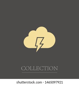 A cloud with a lightning vector icon.A sign of the wheather. A symbol of a storm .