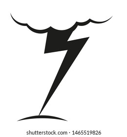 A cloud with a lightning vector icon.A sign of the wheather. A symbol of a storm .