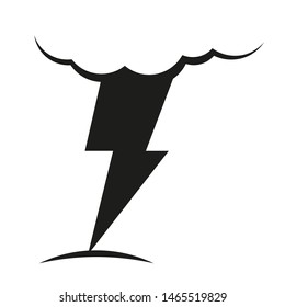 A cloud with a lightning vector icon.A sign of the wheather. A symbol of a storm .