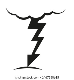 A cloud with a lightning vector icon.A sign of the wheather. A symbol of a storm .