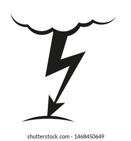 A cloud with a lightning vector icon.A sign of the wheather. A symbol of a storm .