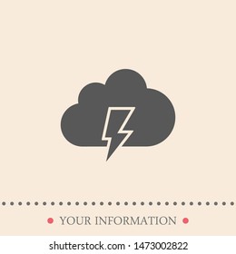 A cloud with a lightning vector icon.A sign of the wheather. A symbol of a storm .