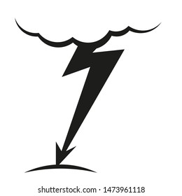 A cloud with a lightning vector icon.A sign of the wheather. A symbol of a storm .