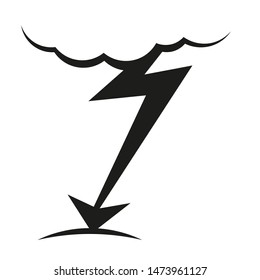A cloud with a lightning vector icon.A sign of the wheather. A symbol of a storm .