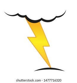 A cloud with a lightning vector icon.A sign of the wheather. A symbol of a storm .