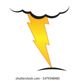 A cloud with a lightning vector icon.A sign of the wheather. A symbol of a storm .