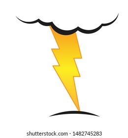 A cloud with a lightning vector icon.A sign of the wheather. A symbol of a storm .