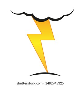 A cloud with a lightning vector icon.A sign of the wheather. A symbol of a storm .