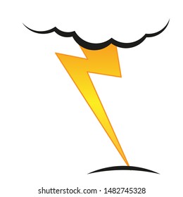 A cloud with a lightning vector icon.A sign of the wheather. A symbol of a storm .