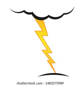 A cloud with a lightning vector icon.A sign of the wheather. A symbol of a storm .