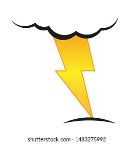 A cloud with a lightning vector icon.A sign of the wheather. A symbol of a storm .