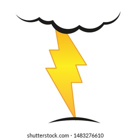 A cloud with a lightning vector icon.A sign of the wheather. A symbol of a storm .