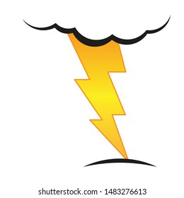 A cloud with a lightning vector icon.A sign of the wheather. A symbol of a storm .
