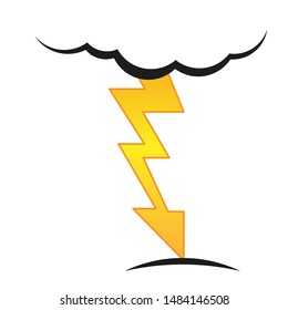 A cloud with a lightning vector icon.A sign of the wheather. A symbol of a storm .