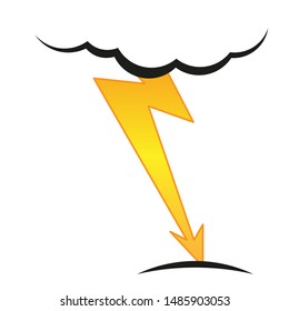 A cloud with a lightning vector icon.A sign of the wheather. A symbol of a storm .