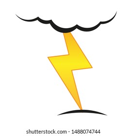 A cloud with a lightning vector icon.A sign of the wheather. A symbol of a storm .