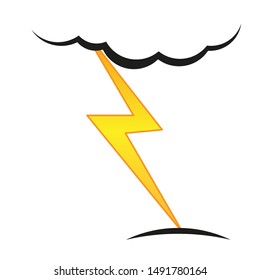 A cloud with a lightning vector icon.A sign of the wheather. A symbol of a storm .