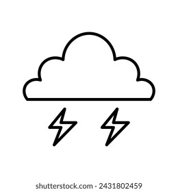 Cloud and lightning weather icon, digital art illustration