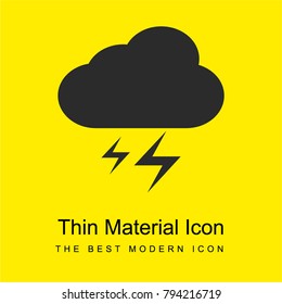 Cloud and lightnings bright yellow material minimal icon or logo design