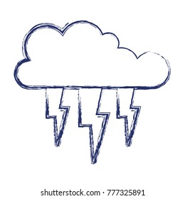 cloud with lightnings in dark blue blurred silhouette