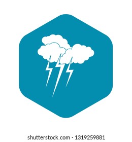 Cloud with lightnings icon in simple style isolated on white background