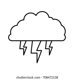 cloud with lightnings in monochrome silhouette vector illustration