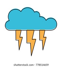 cloud with lightnings in watercolor silhouette