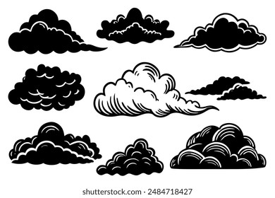 Cloud line art design illustration hand-sketched