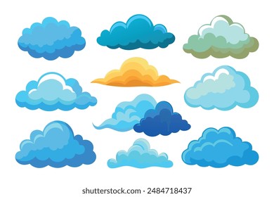 Cloud line art detailed sky elements