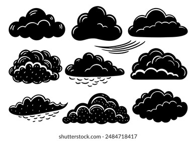 Cloud line art hand-drawn celestial formations creative