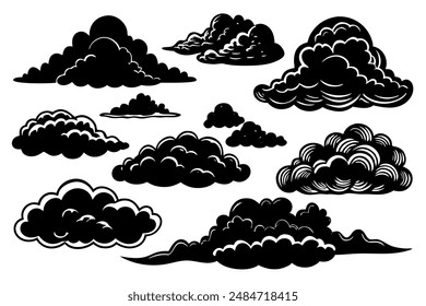 Cloud line art hand-sketched heavenly clouds creative style