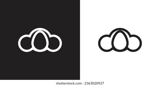 Cloud Line Art icon and logo design