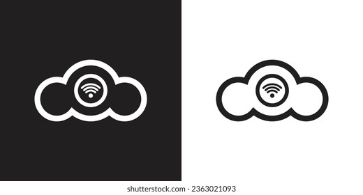 Cloud Line Art icon and logo design